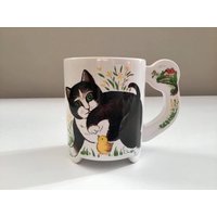 Tasse Mit Katze Und Huhn Schönem Henkel Haus, Katzenkaffeetasse, Tierliebhaber Kitty Kätzchen Teetasse von VTGItemsAddedDaily