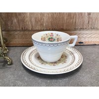 Vintage American Limoges Melodyteetasse Und Untertasse Set 22K Gold Vergoldet. Keramik Teetasse Single Zierliche Blume Floral Tea Party von VTGItemsAddedDaily