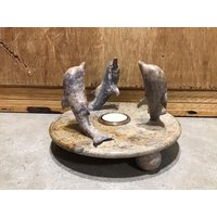 Vintage Hand Geschnitzte Onyx Delphin Marmor Teelichthalter von VTGItemsAddedDaily