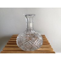 Vintage Kristall Karaffe Flasche | Barzubehör Whisky Schotte Glasflasche Mit Breitem Boden, Reißverschlusshals Und Diamantmuster von VTGItemsAddedDaily