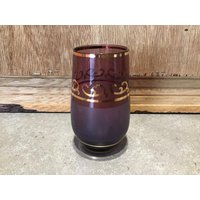 Vintage Mid-Century Boho Lila Glas, Style Glas Amethyst Und Gold Vergoldet von VTGItemsAddedDaily