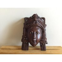 Vintage Mid Century Decor Wandbehang Kunst Primitive Gesicht Carving Skulptur Abstrakt von VTGItemsAddedDaily