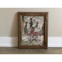 Vintage Norman Rockwell "Sonntag Morgen" Kunstdruck Mit Rahmen von VTGItemsAddedDaily