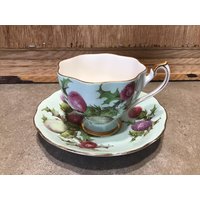 Vintage Queen Anne Teetasse & Untertasse Blau Rosa Lila Gold von VTGItemsAddedDaily