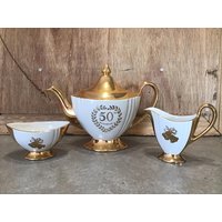 Vintage Royal Winton Grimwades Teekanne Zucker Milchkännchen Set Goldhochzeit Jahrestag Retro Dusche Geschenk Staffordshire Tee-Party Feines von VTGItemsAddedDaily