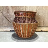 Vintage Wicker Blumentopf, Zierpflanzen Blumentopf von VTGItemsAddedDaily