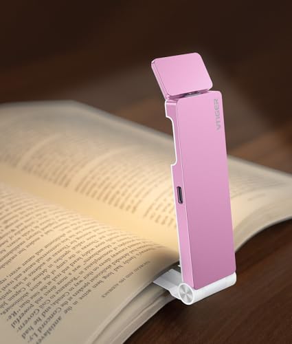 VTIGER Leselicht, USB wiederaufladbares Buchlicht zum Lesen im Bett, Clip-on LED Leseleuchte, 3 Bernstein Farben&4 Helligkeit Dimmbar,langlebige tragbare Lesezeichen Lampe für Buch Liebhaber,Kinder von VTIGER