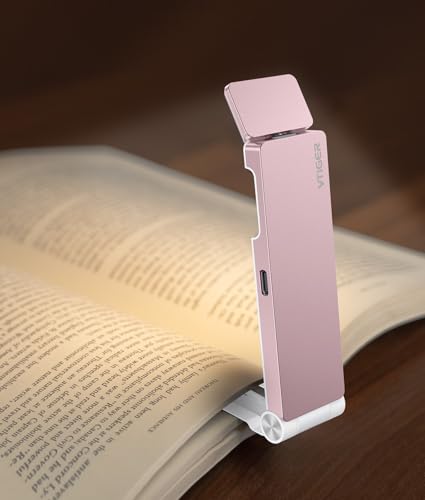 VTIGER Leselicht, USB wiederaufladbares Buchlicht zum Lesen im Bett, Clip-on LED Leseleuchte, 3 Bernstein Farben&4 Helligkeit Dimmbar,langlebige tragbare Lesezeichen Lampe für Buch Liebhaber,Kinder von VTIGER