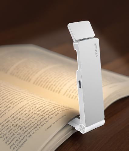 VTIGER Leselicht, USB wiederaufladbares Buchlicht zum Lesen im Bett, Clip-on LED Leseleuchte, 3 Bernstein Farben&4 Helligkeit Dimmbar,langlebige tragbare Lesezeichen Lampe für Buch Liebhaber,Kinder von VTIGER