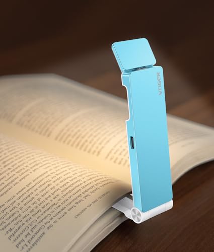 VTIGER Leselicht, USB wiederaufladbares Buchlicht zum Lesen im Bett, Clip-on LED Leseleuchte, 3 Bernstein Farben&4 Helligkeit Dimmbar,langlebige tragbare Lesezeichen Lampe für Buch Liebhaber,Kinder von VTIGER