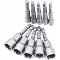 10 Stück 6–19 mm Schraubendreher-Bit-Stecknüsse – Bit-Adapter – 1/4 Sechskant-Steckschlüssel-Bohrer – Steckschlüssel für Handbohrmaschinen von VTIZIKL