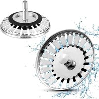 2er-Pack Edelstahl-Spülbeckenstöpsel für die Küche – Badezimmer-Spülbeckenstöpsel, Spülbeckensieb, Abflussfilter, mit Kugelspitze, Edelstahl von VTIZIKL