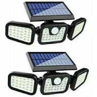 2er-Pack Solarleuchten für den Außenbereich mit Bewegungsmelder, 650 lm, 74 LED-Solarleuchten, 3 verstellbare Köpfe, 270°-Weitwinkelbeleuchtung, von VTIZIKL