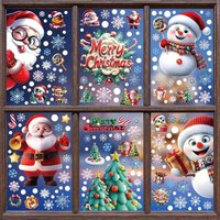 Bögen Weihnachts-Fensteraufkleber, große 3D-Fensteraufkleber, 175 Stück, doppelseitig, Weihnachtsmann, Schneemann, Weihnachtsbaum, Schneeflocken, Bögen Weihnachts-Fensteraufkleber, große 3D-Fensteraufkleber, 175 Stück, doppelseitig, Weihnachtsmann, Schneemann, Weihnachtsbaum, Schneeflocken, von VTIZIKL