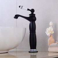 Einhebel-Wasserhahn – 32 cm – Retro-Stil – Messing – Badezimmer-Wasserhahn – Waschbecken-Wasserhahn – Warm- und Kaltwasser – Schwarz Einhebel-Wasserhahn – 32 cm – Retro-Stil – Messing – Badezimmer-Wasserhahn – Waschbecken-Wasserhahn – Warm- und Kaltwasser – Schwarz von VTIZIKL