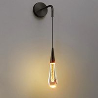 Kreative Tropfen-Wandleuchte, einköpfige Aluminium-Wandlampe mit Kristall-Tropfenschirm, LED-Wandleuchten (Schwarz 3000 K) von VTIZIKL