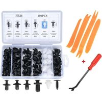 Packung mit 100 universellen Kunststoff-Kotflügelclips, Stoßstangen-Befestigungsclip-Set mit Werkzeug zum Entfernen von Verkleidungen Packung mit 100 universellen Kunststoff-Kotflügelclips, Stoßstangen-Befestigungsclip-Set mit Werkzeug zum Entfernen von Verkleidungen von VTIZIKL