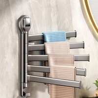 Schwenkbarer Handtuchhalter für das Badezimmer, Wandmontage ohne Bohren, Edelstahl 304, 180-Grad-Drehung, mehrlagiges Aufhängen, platzsparend (grau, von VTIZIKL