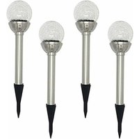 Solar-Gartenleuchten für den Außenbereich, 4er-Pack RGB 8 LED-Globus-Solar-Erdspießleuchten, Farbwechselnde Lampe aus rissigem Glas, 6–10 Stunden von VTIZIKL