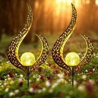 Solar Gartenleuchten mit Solar Flammenlichter 2er Set, Outdoor Gartendeko für Terrasse, Beleuchtung für Wege, LED Lampe Metalldeko und Kugel für von VTIZIKL