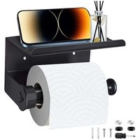 Toilettenpapierhalter zur Wandmontage mit Ablage, Klebender Toilettenpapierrollenhalter für Badezimmer, Wandmontierter Toilettenpapierhalter ohne von VTIZIKL