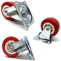 Vtizikl 4 Ruote In Gomma Ricambio Per Carrello Mobili Con Piastra Girevole Rosso 40mm - von VTIZIKL