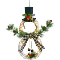 Vtizikl Beleuchteter Weihnachtskranz, 40 x 20 cm großer Weinkranz mit Hut und Schneemann-Motiv für die Haustür Vtizikl Beleuchteter Weihnachtskranz, 40 x 20 cm großer Weinkranz mit Hut und Schneemann-Motiv für die Haustür von VTIZIKL