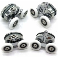 Vtizikl Lot de 4 roulettes de porte de douche - À deux roues - Ovales - En forme de papillon (23mm) von VTIZIKL