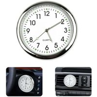 Weiße runde Autouhr, Autouhr, leuchtender Armaturenbrettaufkleber, Auto-Armaturenbrettaufkleber, Quarz-Autouhr, passend für jedes Auto (mit von VTIZIKL