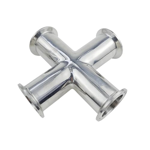 SS304 4-Wege-Kreuz-Sanitärfitting, Rohr-OD 19–51 mm mit 1,5 Zoll 2 Zoll Tri-Clamp-Aderendhülsen (50,5/64 mm) for Homebrew(32mm x ferrule 50.5,SUS316L) von VTMTZVLVAD