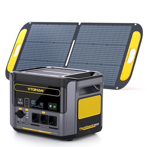 VTOMAN 1000W Tragbare Powerstation mit 110W Solarpanel - 828Wh LiFePO4 Solar Generator und Schnellladung in 1 Std. 3 x 1000W AC Ausgänge(Spitze 2000W),100W USB-C für Reise Camping Notfälle Hause von VTOMAN
