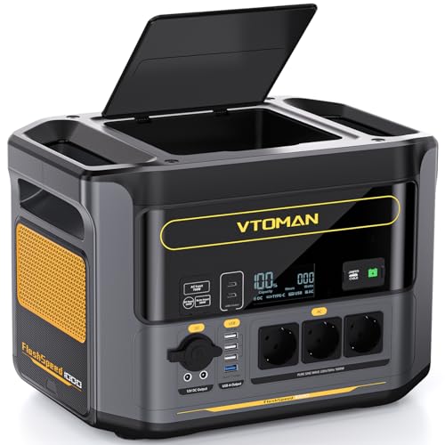 VTOMAN FlashSpeed 1000 Tragbare Powerstation - 828Wh/1000W (Peak 2000W) LiFePO4 Batterie Solar Generator mit Erweiterbare Kapazität, USV-Funktion, für Notstrom, Camping, Stromausfall zu Hause von VTOMAN