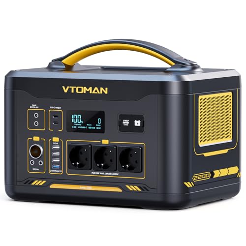 VTOMAN Jump 2200 Tragbare Powerstation - 1548Wh/2200W (Spitze 4400W) LiFePO4 Batterie Solar generatoren,Mobile Stromspeicher mit Erweiterbare Kapazität auf 3096Wh, Dual PD 100W Typ-C Anschlüsse von VTOMAN
