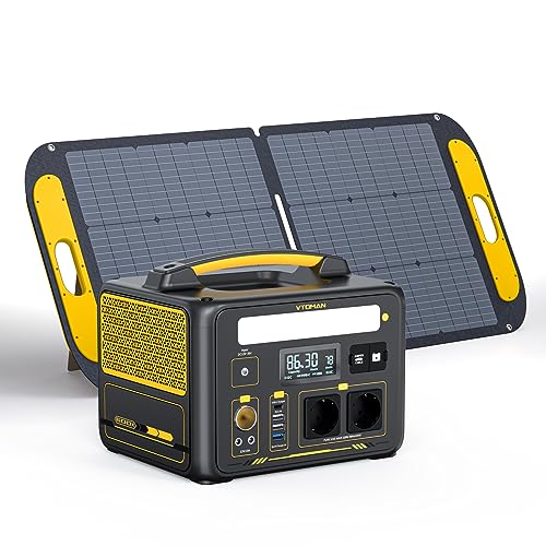 VTOMAN Jump 600X Tragbare Powerstation mit 110W SolarPanels, 600W/299Wh LiFePO4 Solar Generator mit erweiterbarer Kapazität, 2×Reine Sinuswelle 600W AC Steckdosen, PD 60W USB-C von VTOMAN