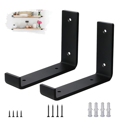 VTOPVMAX Regalhalterungen Schwerlastwinkel 2 Stück - 5 mm Starke Stahl Metall Regalträger mit Lippen, Industrielle Rustikale Schwarz Wand Regal Halterungen Kit 15cm VTOPVMAX Regalhalterungen Schwerlastwinkel 2 Stück - 5 mm Starke Stahl Metall Regalträger mit Lippen, Industrielle Rustikale Schwarz Wand Regal Halterungen Kit 15cm von VTOPVMAX