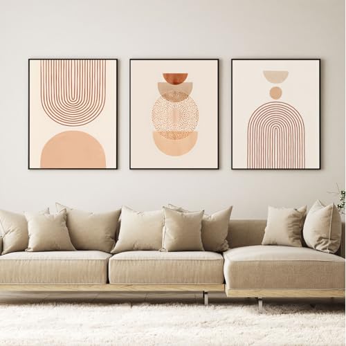 VTRXEG Abstrakte Leinwandbild,Boho Abstrakt Line poster set, Modern Minimalismus Kunstdrucke, Für Wohnzimmer Schlafzimmer Wand Dekorative Bilder Ohne Rahmen (Orange-2, 3x60x90cm, Ungerahmt) von VTRXEG