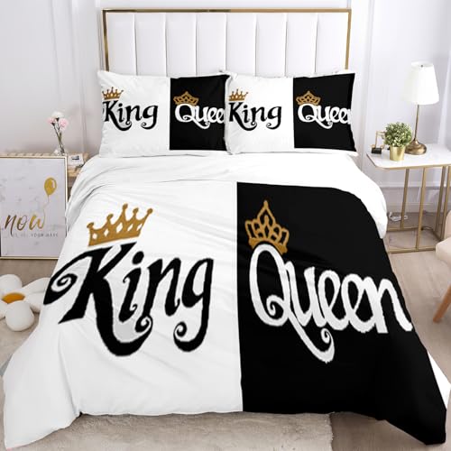 VTRXEG Bettwäsche King & Queen Bettbezug Und Kopfkissenbezug Aus 100% Mikrofaser King Queen Bettbezug Und Kopfkissenbezug 80x80 cm (A,200X200+2Kopfkissenbezug) von VTRXEG