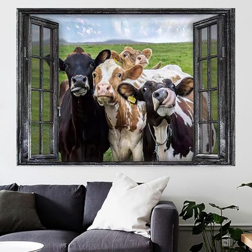 VTRXEG Highland Cow Leinwand, Modern Nordic Highland Kuh Kunstdrucke Poster,Für Wohnzimmer Schlafzimmer Wand Dekorative Bilder Ungerahmt (B, 80x120cm) von VTRXEG