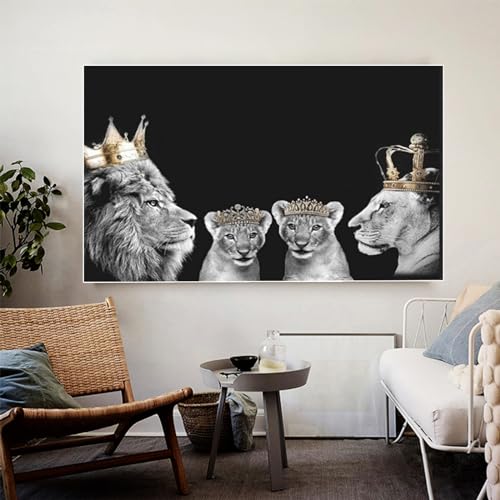 VTRXEG Löwe Bild,löwe Und Löwin Mit Krone Leinwand Bilder,Modern Wohnzimmer Schlafzimmer Home Decor Poster Unframed (80x120cm) von VTRXEG