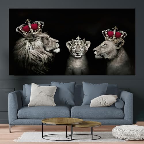 VTRXEG löwen familie bilder leinwand,löwe Und Löwin Mit Krone Leinwand Bilder,Modern löwenfamilie poster,für Wohnzimmer Schlafzimmer Wand Dekorative bilder ungerahmt (B, 20x40cm) von VTRXEG