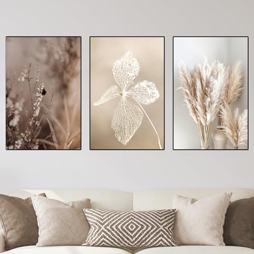 VTRXEG Pampasgras Bilder Poster Set,Beige Pampas Wandbilder Poster Moderne Nordic Wand Deko Bilder,Für Wohnzimmer Wanddekoration Ungerahmt (B,3x70x100cm) von VTRXEG