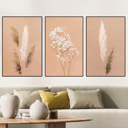 VTRXEG Pampasgras Bilder Poster Set,Beige Pampas Wandbilder Poster Moderne Nordic Wand Deko Bilder,Für Wohnzimmer Wanddekoration Ungerahmt (C,3x30x40cm) von VTRXEG