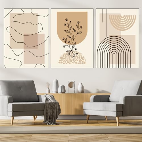 VTRXEG Abstrakte LeinwandBilder,Beige Kunstdruck Poster,Moderne Kunst Abstrakte Poster Set,Für Wohnzimmer Wanddekoration Ungerahmt (B,3x30x40cm) von VTRXEG