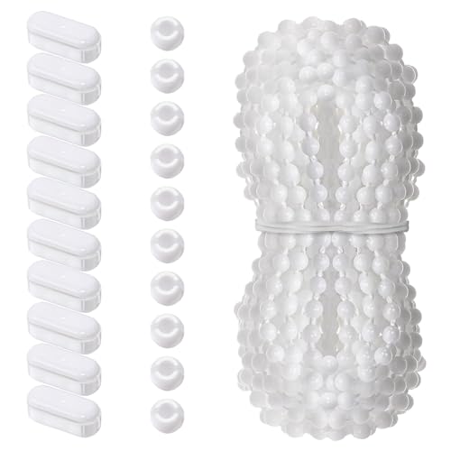 10 Meter Rollokette Mit 10 Stück Rollokette Verbinder Und 10 Begrenzungsschnallen,Blindkette Ersatzkette Rollo,Kettenverbinder Rollo,Für Vertikaljalousien Rollos Jalousien Reparatur & Wechsel(Weiß) von VTYTZZ