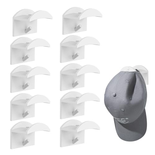10 Stück Cap Halterung Wand,Cap Halter,Basecap Halterung Wand,Cap Aufbewahrung,Selbstklebende Hut-Halter,Kein Bohren,Moderne Hut-Kleiderbügel,Kappen Aufbewahrung,Für Alle Arten Von Mützen(Weiß) von VTYTZZ
