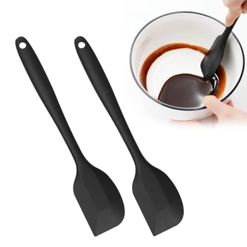 2 Pcs 22,3cm Teigschaber Klein,Teigschaber Silikon,Silikonlöffel,Silikon Spatel,Kleiner Silikon Spatel,Schwarz,315℃ Hitzebeständiger Flexibler Nahtloser Mini-Spatel,Fur Mischen Rühren Schaben von VTYTZZ