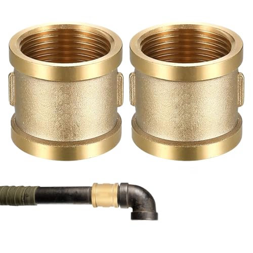 2 Stk Doppelnippel 1 Zoll,Verschraubung 1 Zoll,Muffe 1 Zoll,1 ZollMuffe,Innengewinde Messing Verbindungsstück Adapter,Doppelmuffe Anschlussnippel,Doppelmuffe Messingfittings,Fur Rohranschluss von VTYTZZ