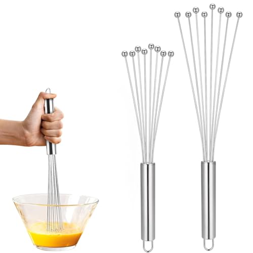 2 Stück 304 Edelstahl KugelbesenSchneebesen-Set Zum Mischen, Kochen,Rühren, Schlagen,Schneebesen Edelstahl,SchneebesenKlein,Rührbesen,Für Mischen, Schneebesen,Schlagen von VTYTZZ