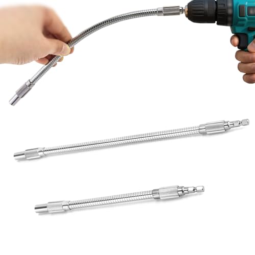 2 Stück Flexibler Bithalter,Bit Verlängerung,Flexibel Welle,Flexibel Verlängerung Für Bohrmaschine,Flexible Schaft Bit 1/4 Hex-Shank, 200mm & 300mm,Für Elektrowerkzeuge In Engen Räumen von VTYTZZ