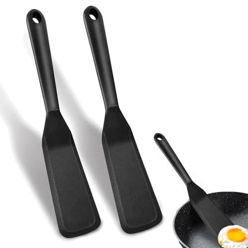 2 Stücke Pfannenwender,Pfannenwender Silikon,Spatula,Silikon Spatel,Küche Pfannenwender,Schwarz,Antihaft Silicone Spatula,Für Kochen Backen Pizza Pfannkuchen Spatula Spiegelei Wender von VTYTZZ